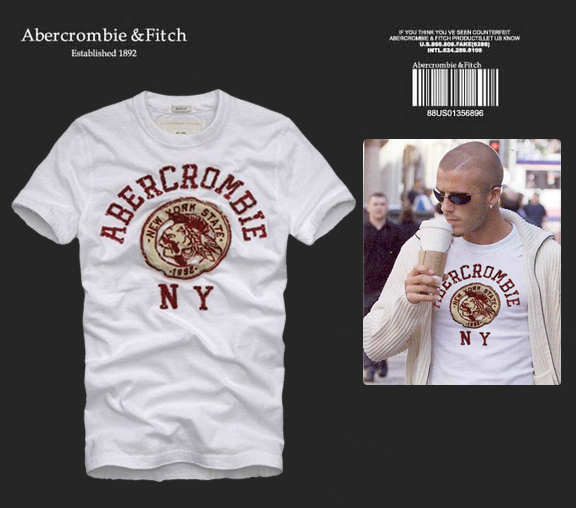 Abercrombie Fitch Hombres De Cuello Redondo Con Gente Fotos Corto Remera AF5701